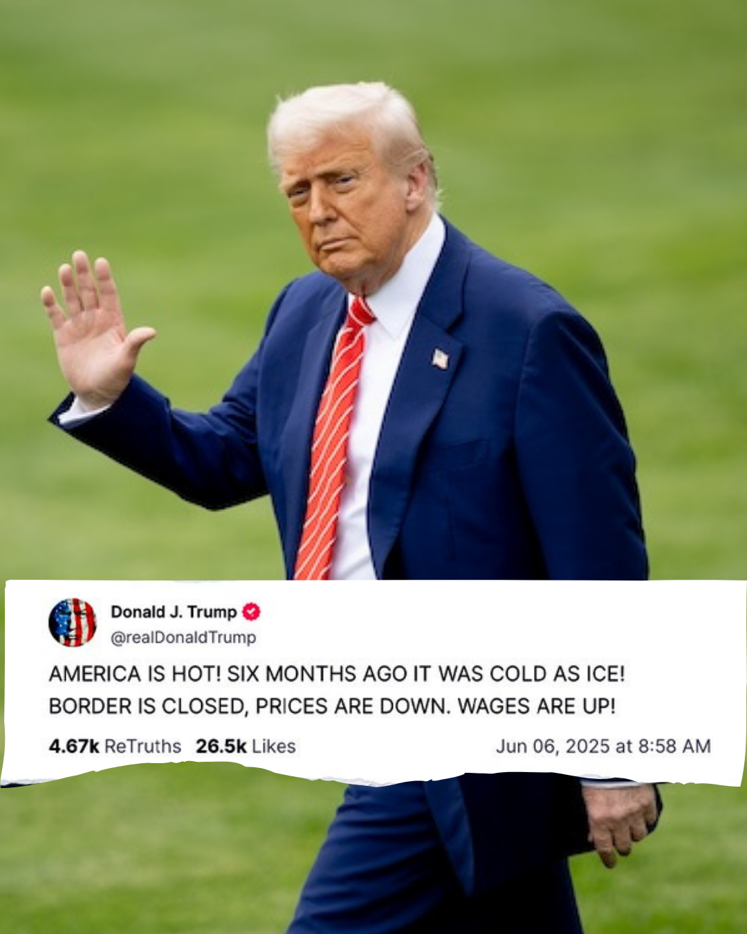 Donald Trump asegura que “Estados Unidos está de vuelta en el camino correcto”