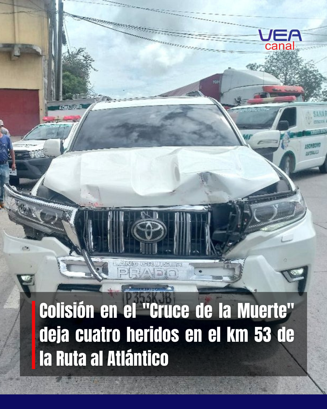 Colisión en el «Cruce de la Muerte» deja cuatro heridos en el km 53 de la Ruta al Atlántico