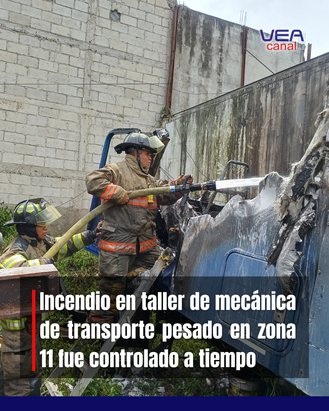 Incendio en taller de mecánica de transporte pesado en zona 11 fue controlado a tiempo