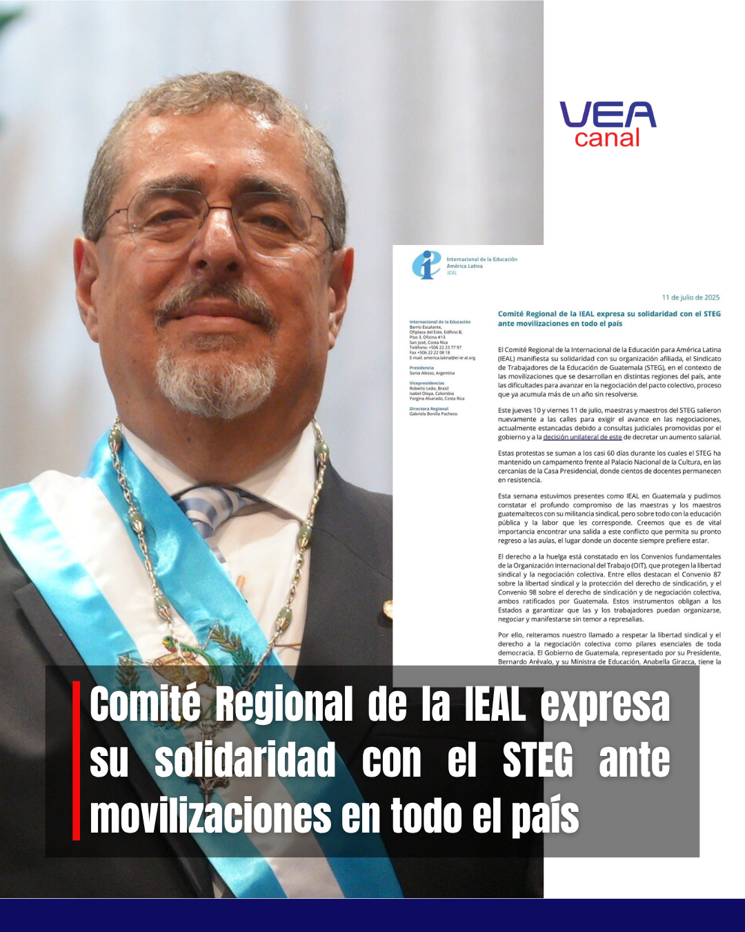 Comité Regional de la IEAL expresa su solidaridad con el STEG ante movilizaciones en todo el país
