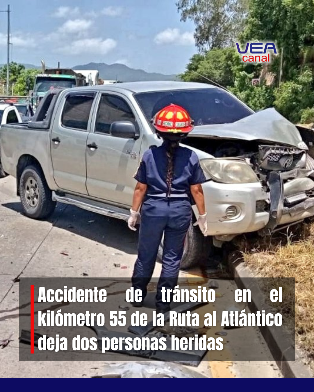 Accidente de tránsito en el kilómetro 55 de la Ruta al Atlántico deja dos personas heridas