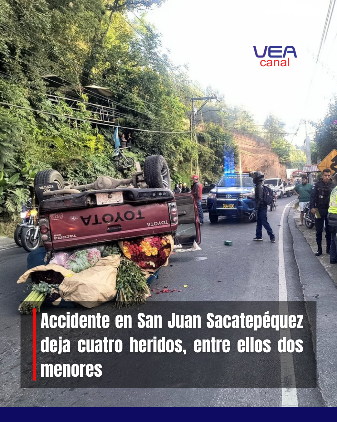 Accidente en San Juan Sacatepéquez deja cuatro heridos, entre ellos dos menores