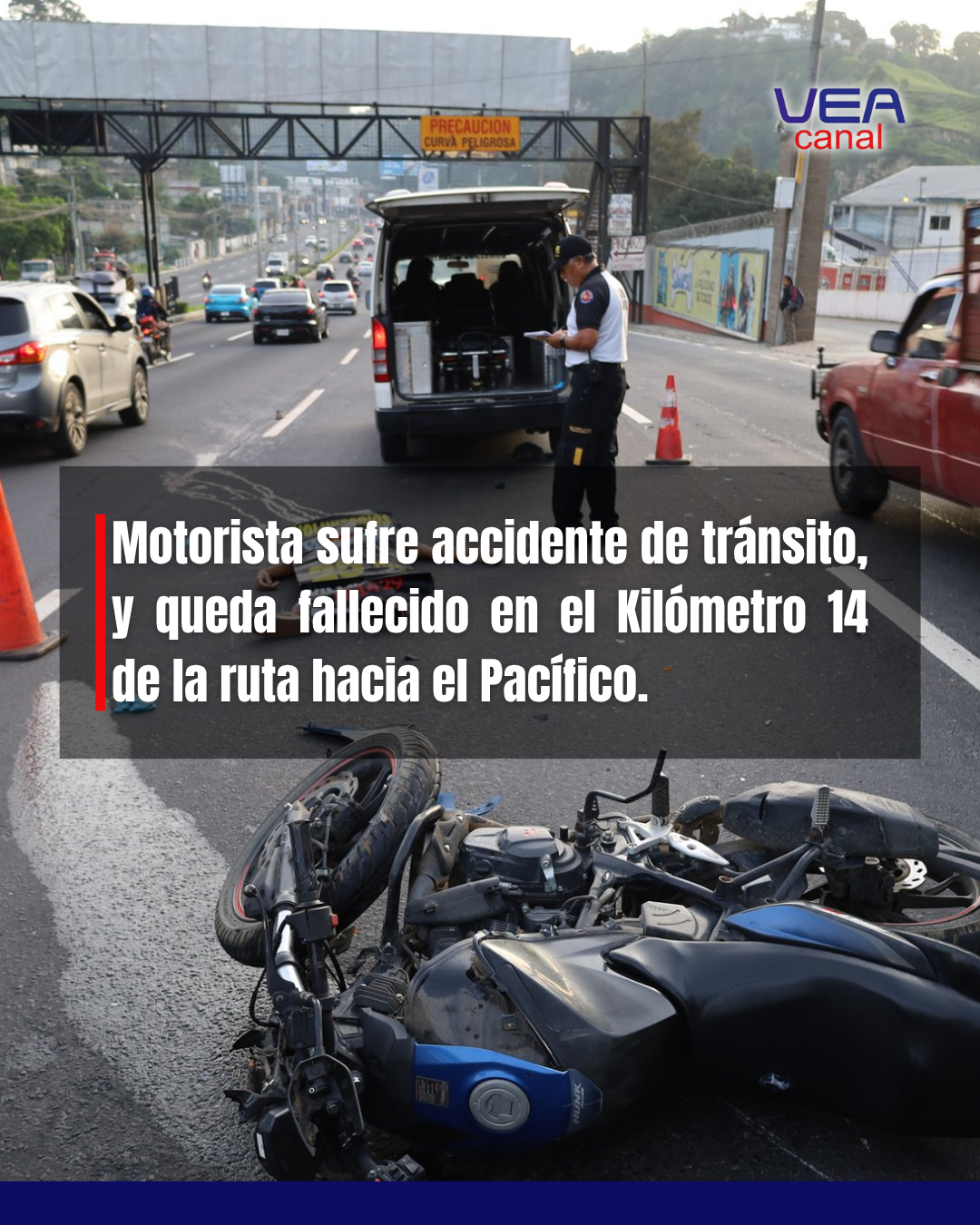 Motorista muere en accidente de tránsito en el kilómetro 14 de la ruta al Pacífico